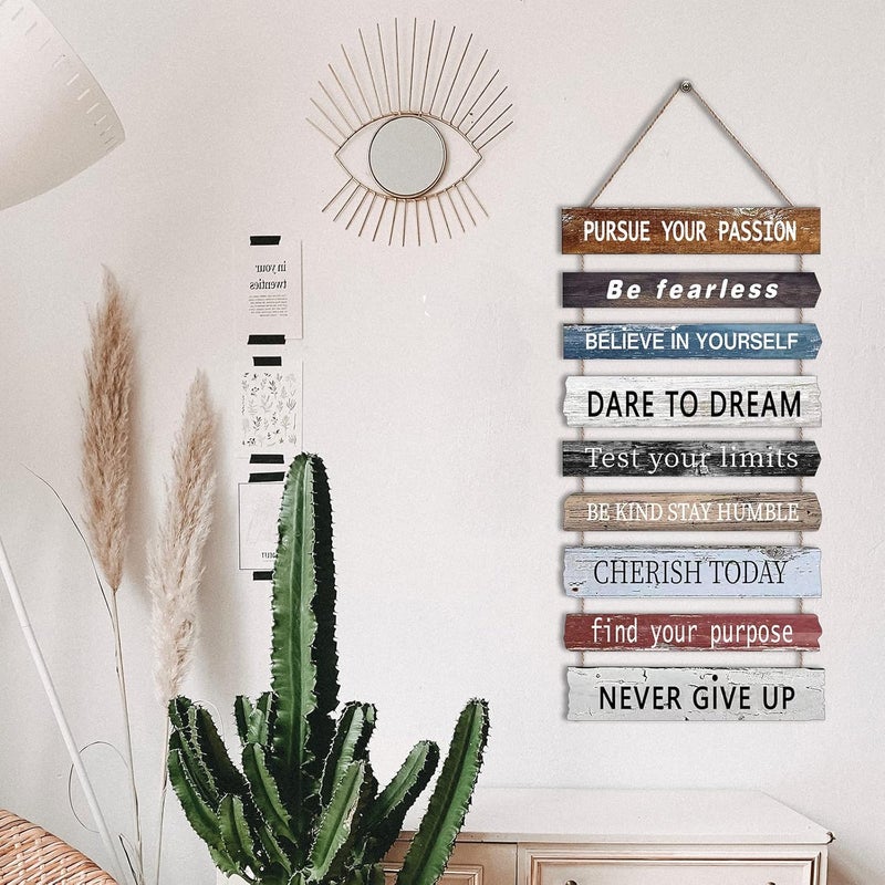 Joyhawk Motivational Wall Art Decor with Positive Quotes, Inspirational Wall Art Room Decor for Teen Girls Women, Rustic Wall Hanging Plaque Sign for Home Office Living Room Bathroom - 12x24 inch - Image 5